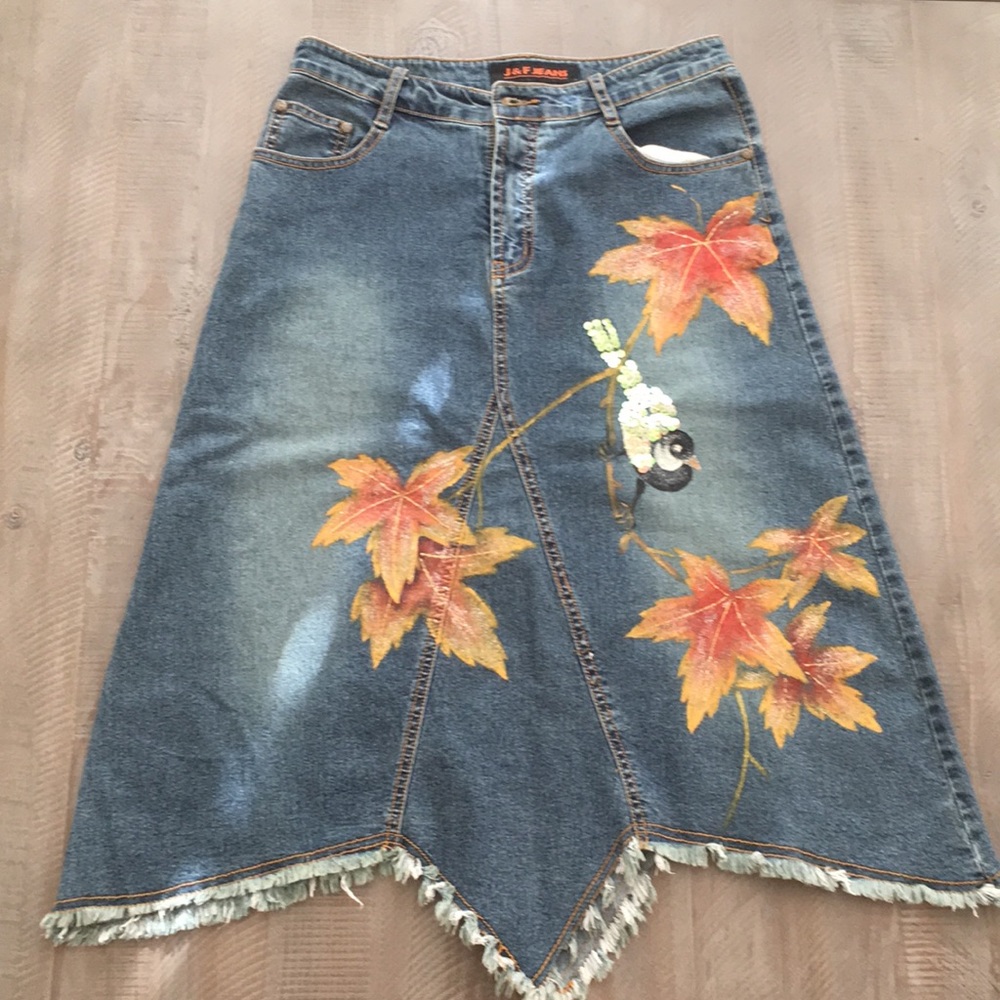 Unique: J & F Jeans Hand painted skirt